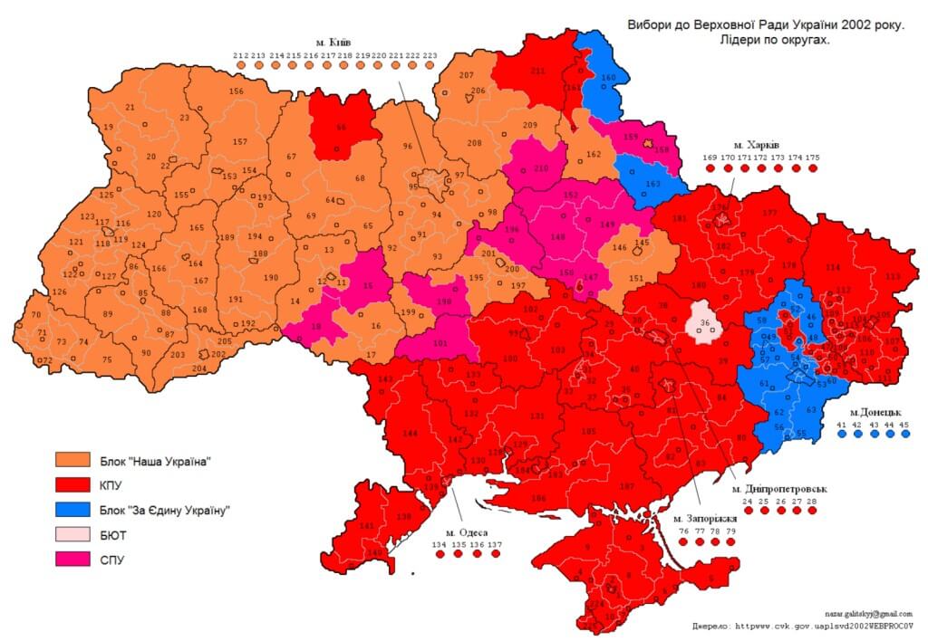 Map of Election 2002 for Parliament